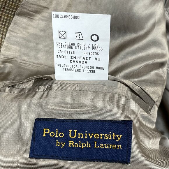 VTG Polo University by Ralph Lauren 100% Lambs Wool Retro Blazer Sz 46R - Picture 4 of 8